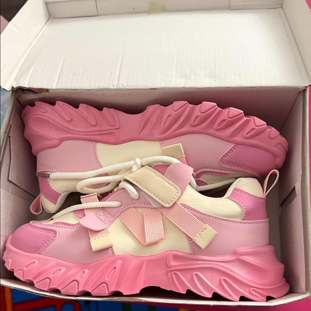 Pink and Cream Kids Sneakers